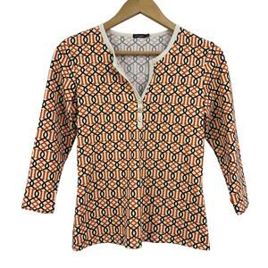 J.McLaughlin Catalina Cloth Retro Geo Print Collared Top Women’s Size XS 70’s